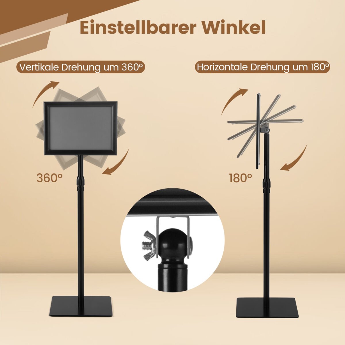 A4 informaciniai stovai su reguliuojamu aukščiu ir tvirtu metaliniu rėmu 2 vnt (Juoda) – Paveikslėlis 5