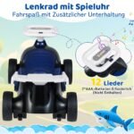 Atsispiriamas automobilis vaikams su muzika ir daiktadėže (Juoda ir balta)