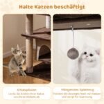 Aukšta daugiaaukštė kačių draskyklė su sūpuokline palapine (Ruda)