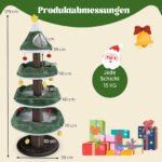 Aukšta kalėdinė kačių draskyklė su 3 platformomis ir kabančiais žaislais (Žalia)