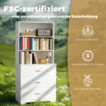 Aukšta knygų spintelė su 3 stalčiais ir 3 atviromis lentynomis – Paveikslėlis 6