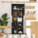 Aukšta virtuvės spintelė su darbastaliu ir įvairiomis saugojimo zonomis (Juoda)