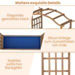 Aukštas gėlynas vazonams ir vijokliniams augalams su grotelėmis ir kabinamu stogeliu (Ruda) – Paveikslėlis 3