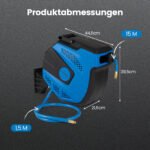 Automatinė suspausto oro žarnos ritė su 15 m žarna ir sieniniu laikikliu (Mėlyna) – Paveikslėlis 2