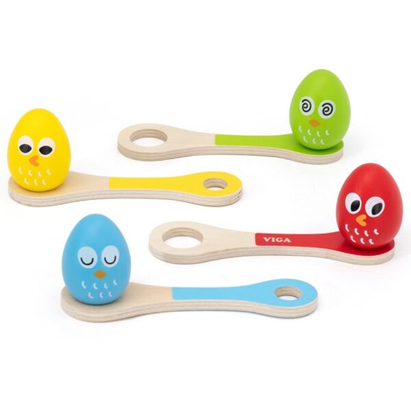 Balanso žaidimas su kiaušiniais ir šaukšteliais