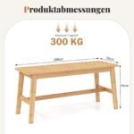 Bambukinis suoliukas su rankomis pinta rotango sėdyne 100 cm (Natūrali)