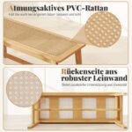 Bambukinis suoliukas su rankomis pinta rotango sėdyne 100 cm (Natūrali)