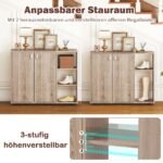 Batų spintelė su 2 durelėmis ir reguliuojamomis atviromis lentynomis (Natūrali) – Paveikslėlis 5