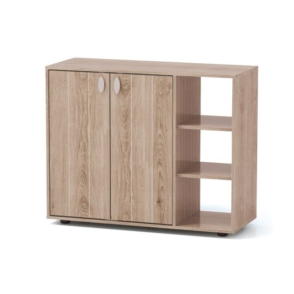 Batų spintelė su 2 durelėmis ir reguliuojamomis atviromis lentynomis (Natūrali)