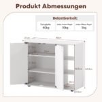 Batų spintelė su 2 durelėmis ir reguliuojamomis lentynomis (Balta) – Paveikslėlis 2