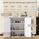 Batų spintelė su 2 durelėmis ir reguliuojamomis lentynomis (Balta) – Paveikslėlis 4