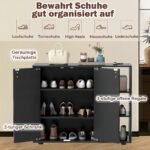 Batų spintelė su dviem durelėmis ir reguliuojamomis lentynomis (Juoda) – Paveikslėlis 4