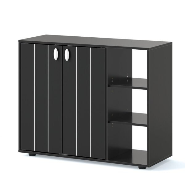 Batų spintelė su dviem durelėmis ir reguliuojamomis lentynomis (Juoda)