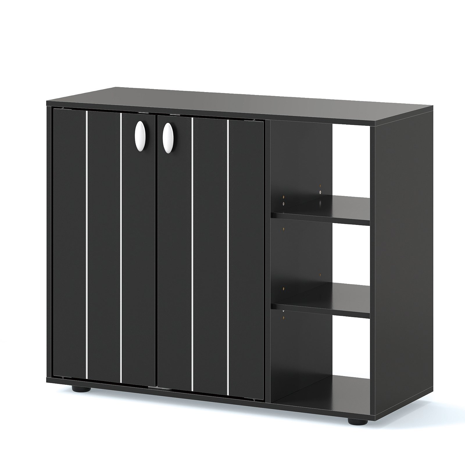 Batų spintelė su dviem durelėmis ir reguliuojamomis lentynomis (Juoda)