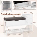Batų suoliukas su minkšta sėdimąja dalimi ir integruota daiktadėže (Balta)