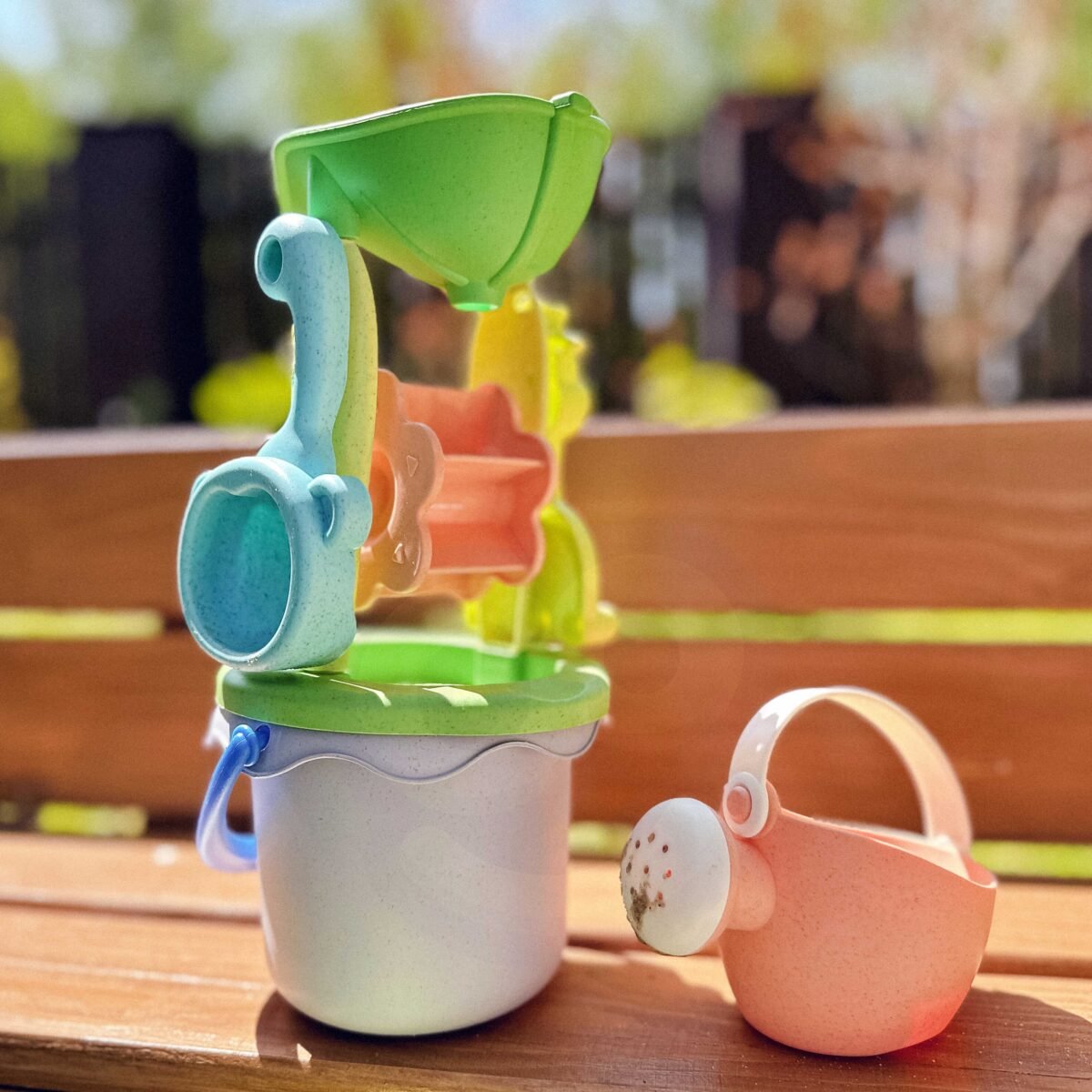 Biologiškai skaidus smėlio rinkinys su vežimėliu, 13 dalių – Paveikslėlis 4