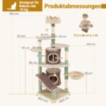 Daugiaaukštė kačių draskyklė su guoliais ir stabiliu pagrindu (Žalia ir ruda)