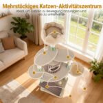 Daugiaaukštė kačių draskyklė su guoliais ir stabiliu pagrindu (Žalia ir ruda)