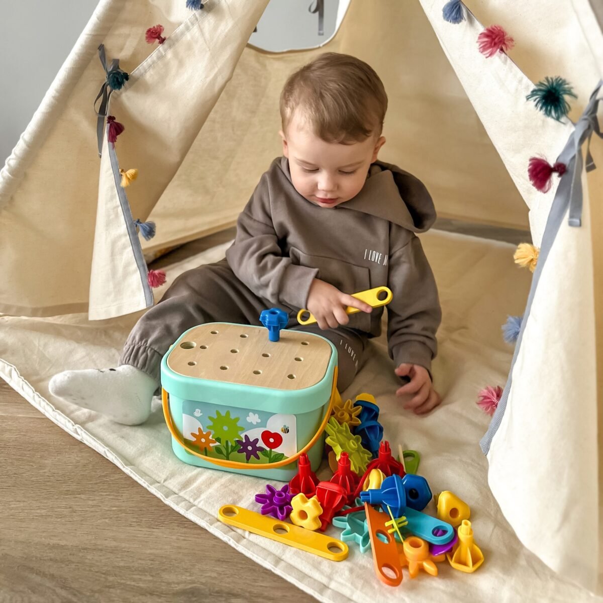 Daugiafunkcė medinė Montessori lavinamoji dėžutė – Paveikslėlis 9