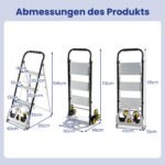 Daugiafunkcinis 2-in-1 aliumininis vežimėlis ir 3 pakopų kopėčios (Sidabrinė) – Paveikslėlis 2