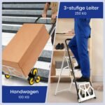 Daugiafunkcinis 2-in-1 aliumininis vežimėlis ir 3 pakopų kopėčios (Sidabrinė) – Paveikslėlis 3