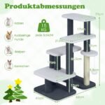 Daugiafunkcinis kačių laiptų-bokštas su sizalio draskykle (Pilka)