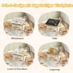 Daugiafunkcinis vaikiškas staliukas su 2 kėdutėmis ir dvipusiu rašomuoju paviršiumi (Natūrali)