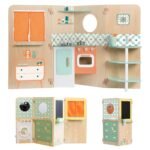 Daugiafunkcis sulankstomas žaidimų namelis su virtuvėle