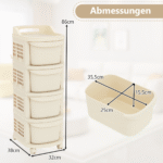 Daugiafunkcis vežimėlis su 4 stalčiais ir perforuota sienele (Balta) – Paveikslėlis 2