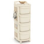 Daugiafunkcis vežimėlis su 4 stalčiais ir perforuota sienele (Balta)