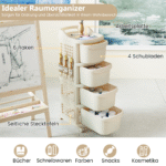 Daugiafunkcis vežimėlis su 4 stalčiais ir perforuota sienele (Balta) – Paveikslėlis 3