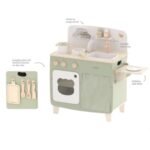 Didelė medinė virtuvėlė su atlenkiamu staliuku ir spintele su užuolaida – Paveikslėlis 2