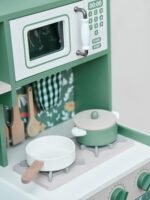 Didelė medinė virtuvėlė vaikams su indaplove ir rašymo lenta – Paveikslėlis 11