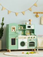 Didelė medinė virtuvėlė vaikams su indaplove ir rašymo lenta – Paveikslėlis 7