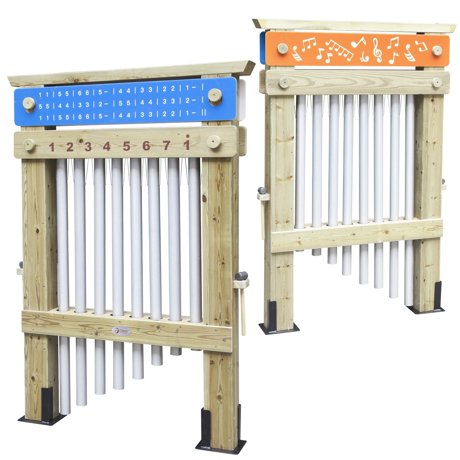 Dideli mediniai lauko varpeliai vaikų muzikavimui