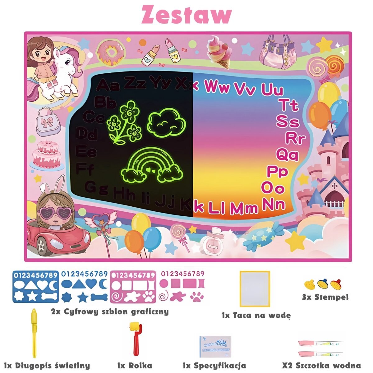 Didelis 2in1 piešimo vandeniu ir UV šviesa kilimėlis – Paveikslėlis 4