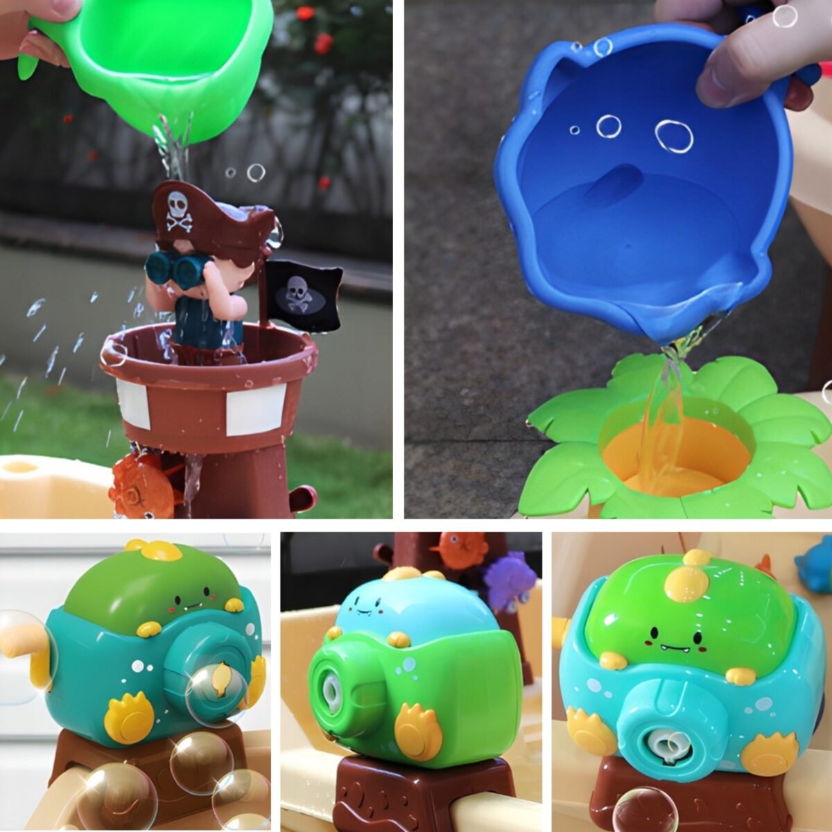 Vandens ir smėlio stalas su skėčiu ir burbulų mašina – Paveikslėlis 12