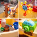 Vandens ir smėlio stalas su skėčiu ir burbulų mašina – Paveikslėlis 3