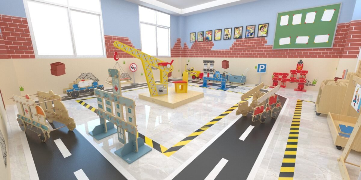 Didelių medinių konstravimo kaladėlių rinkinys transporto priemonėms 124 dalių – Paveikslėlis 10