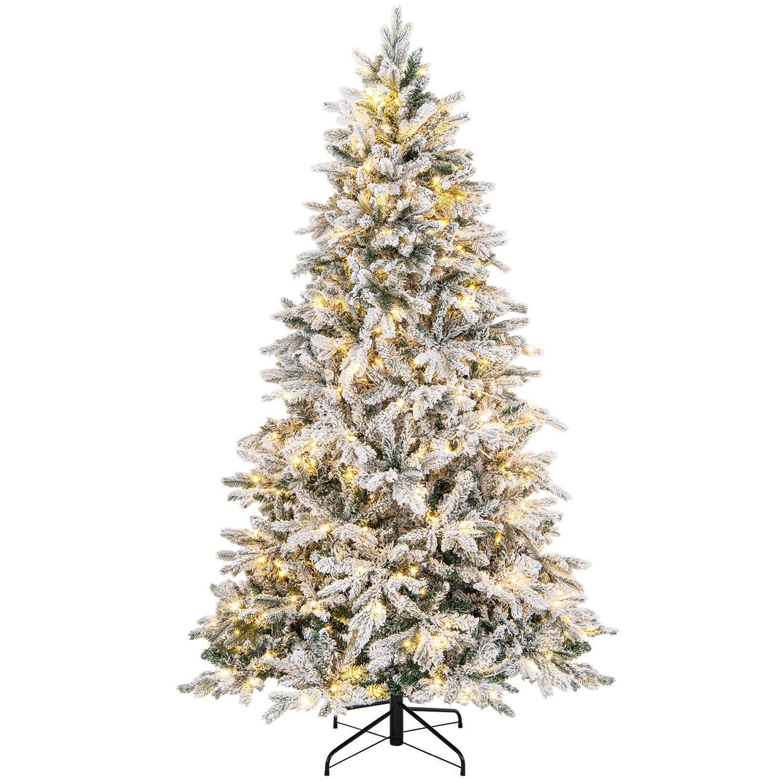 Dirbtinė Kalėdų eglutė su sniego efektu ir LED apšvietimu 210 cm (Žalia)