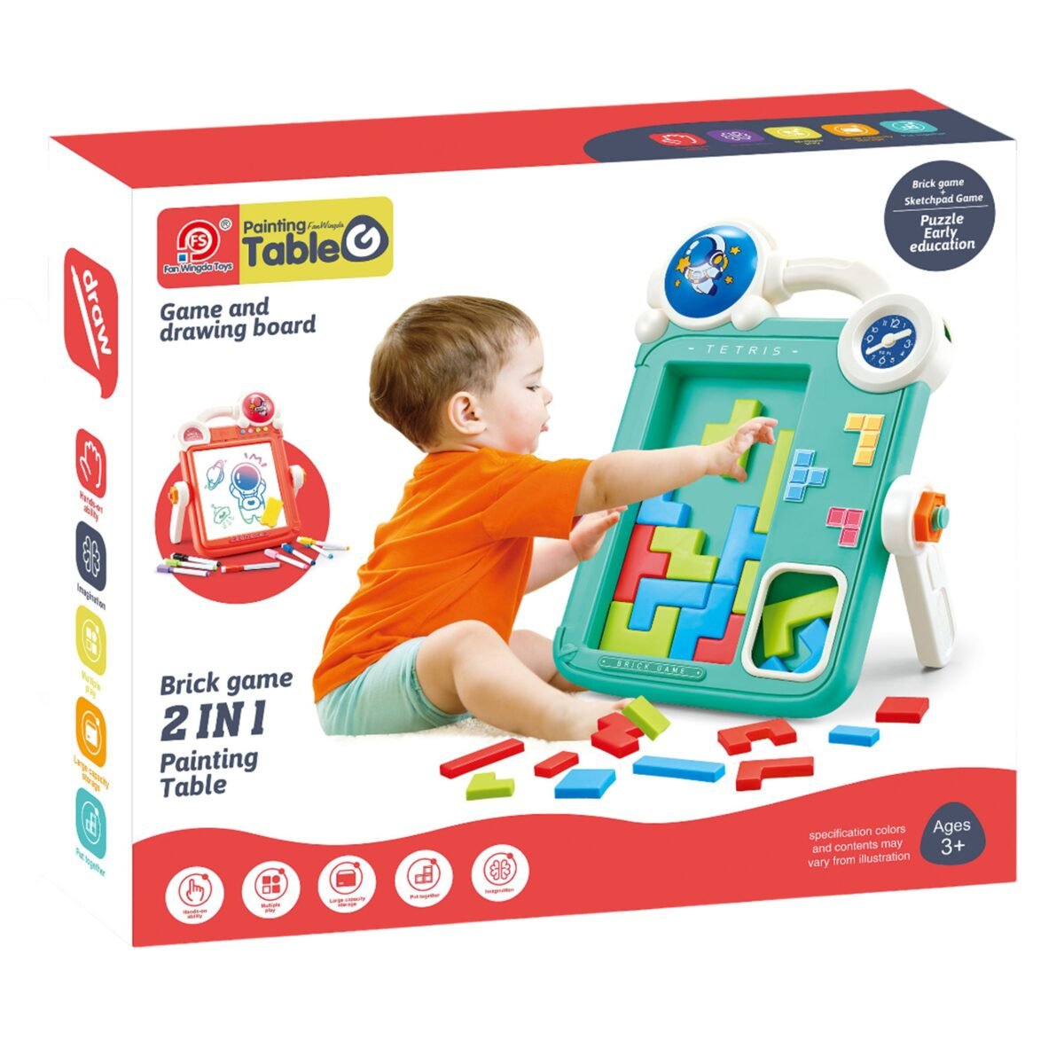 Dvipusė piešimo ir „Tetrio“ dėlionės lenta 2in1 – Paveikslėlis 9