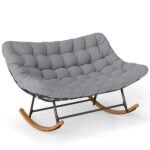 Dvivietis supamasis krėslas su stora pagalve iki 320 kg (Pilka)