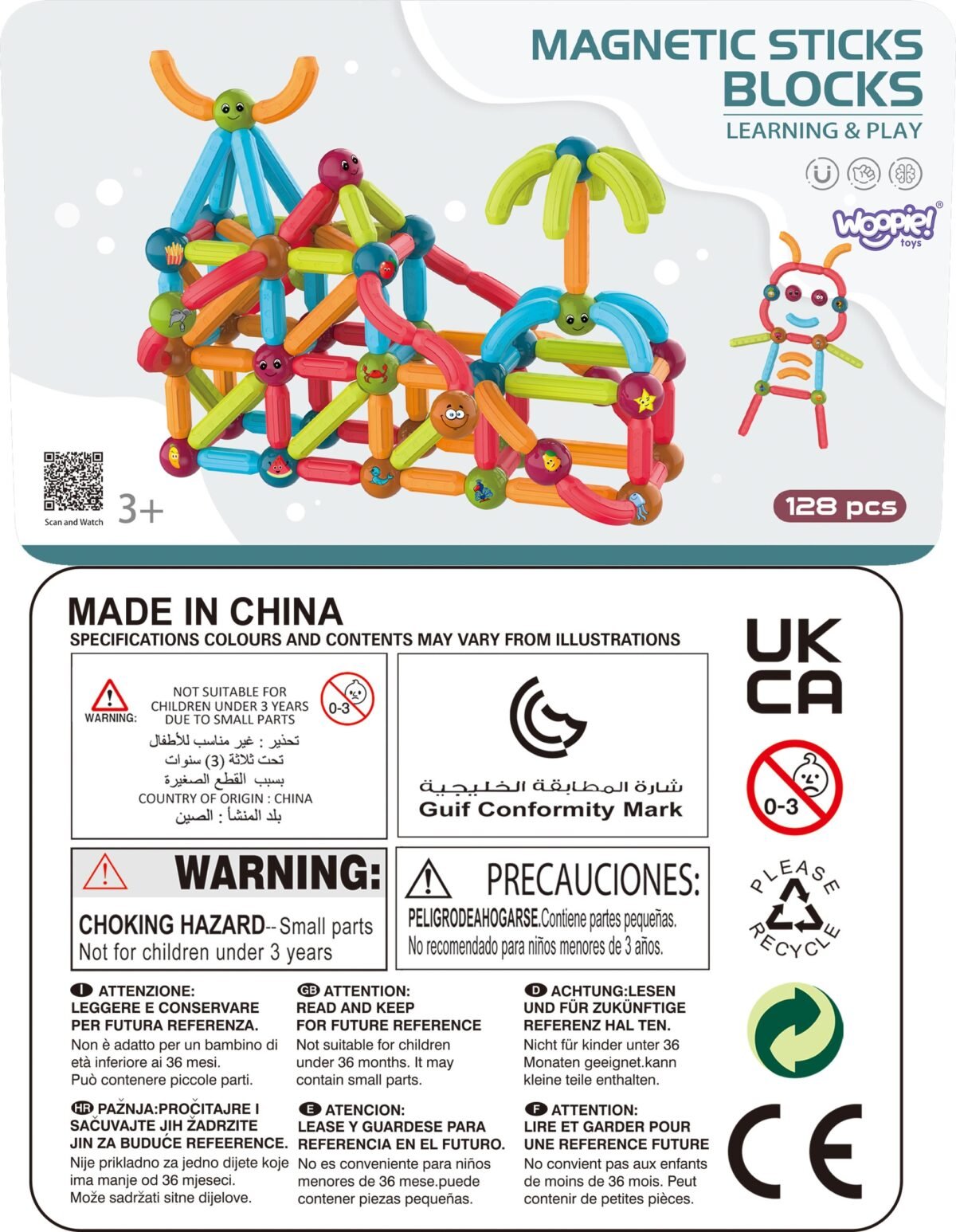 Edukacinės magnetinės konstravimo kaladėlės 128 dalių – Paveikslėlis 9