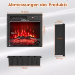 Elektrinis įmontuojamas židinio įdėklas su šildymu ir nuotolinio valdymo pulteliu (Juoda)