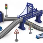 Elektrinis traukinukas su automobiliu trasa policijos komisariatu ir 92 dalimis 3