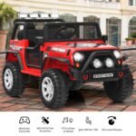 Elektrinis vaikiškas automobilis su nuotoliniu valdymu ir multimedijos funkcijomis (Raudona)