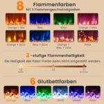 Elektrinis židinio įdėklas su reguliuojamomis liepsnos spalvomis (Juoda) – Paveikslėlis 3