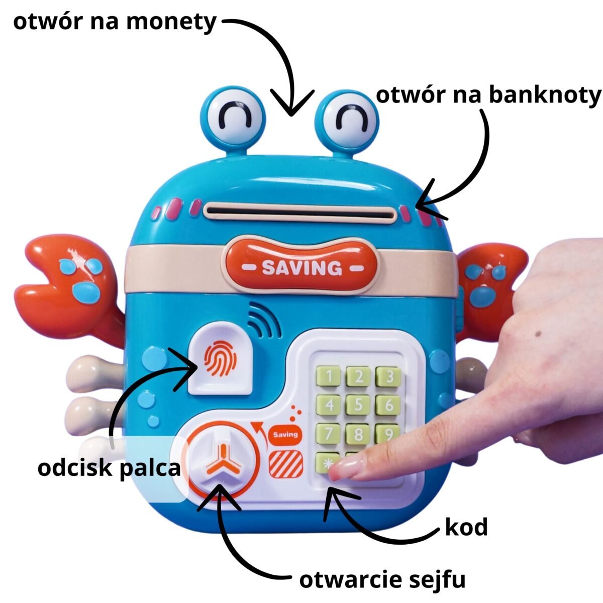 Elektroninė taupyklė-seifas krabo formos su PIN kodu – Paveikslėlis 3