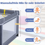 Erdvus kūdikių maniežas su patogiu čiužiniu (Tamsiai pilka) – Paveikslėlis 2