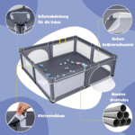 Erdvus kūdikių maniežas su patogiu čiužiniu (Tamsiai pilka) – Paveikslėlis 5